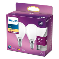 Philips LED lamp E14 | Kogel P45 | Mat | 2700K | 2.2W (25W) | 2 stuks LPH02392