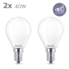 Philips LED lamp E14 | Kogel P45 | Mat | 2700K | 3.4W (40W) | 2 stuks LPH04200 - 2