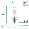 Philips LED lamp E14 | UltraEfficient | Kaars B35 | Filament | 2700K | 2.3W (40W) | 3 stuks LPH03968 - 3