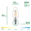 Philips LED lamp E14 | UltraEfficient | Kaars B35 | Filament | 2700K | 3.8W (60W) LPH04549 - 3