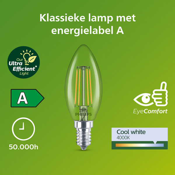Philips LED lamp E14 | UltraEfficient | Kaars B35 | Filament | 4000K | 2.3W (40W) LPH03822 - 2