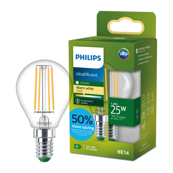 Philips LED lamp E14 | UltraEfficient | Kogel G45 | Filament | 2700K | 1.2W (25W) LPH04565 - 1