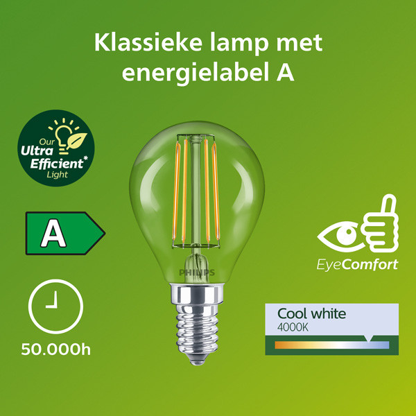 Philips LED lamp E14 | UltraEfficient | Kogel G45 | Filament | 4000K | 2.3W (40W) LPH03818 - 2
