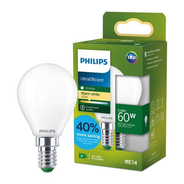 Philips LED lamp E14 | UltraEfficient | Kogel P45 | Mat | 2700K | 3.8W (60W) LPH04555 - 1