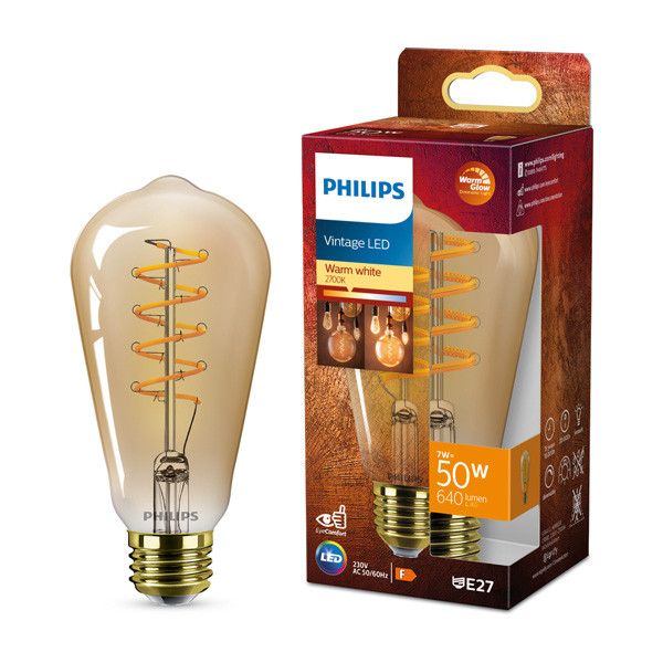 Philips LED lamp E27 | Edison ST64 | Filament | 2200-2700K | WarmGlow | 7W (50W) LPH03894 - 1