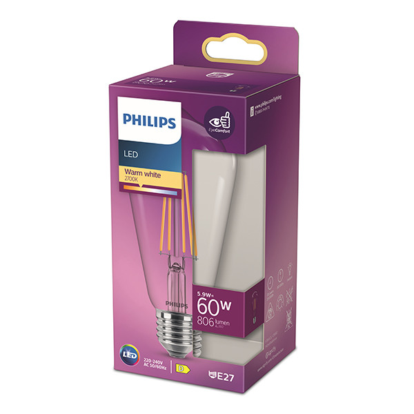 Philips LED lamp E27 | Edison ST64 | Filament | 2700K | 5.9W (60W) LPH04249 - 3