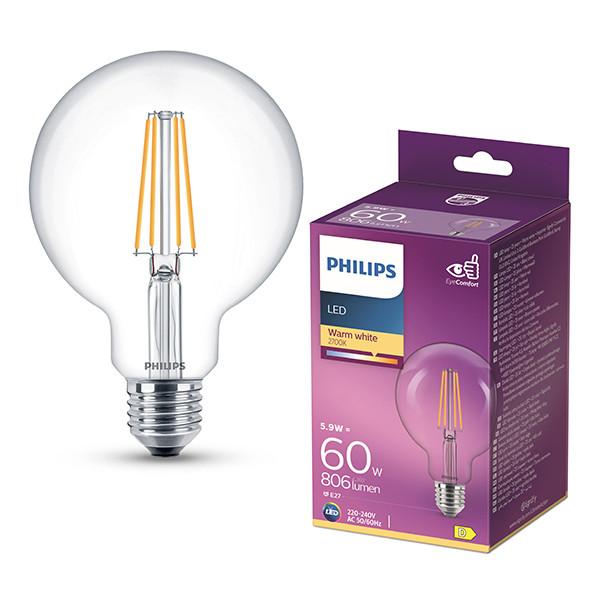 Philips LED lamp E27 | Globe G95 | Filament | 2700K | 5.9W (60W) LPH04251 - 1
