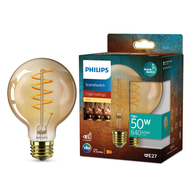 Philips LED lamp E27 | Globe G95 | Filament | 2700K | SceneSwitch | 7W (50W) LPH03890 - 1
