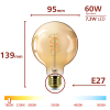 Philips LED lamp E27 | Globe G95 | Filament | Goud | 2200K | Dimbaar | 7.3W (60W) LPH04102 - 3