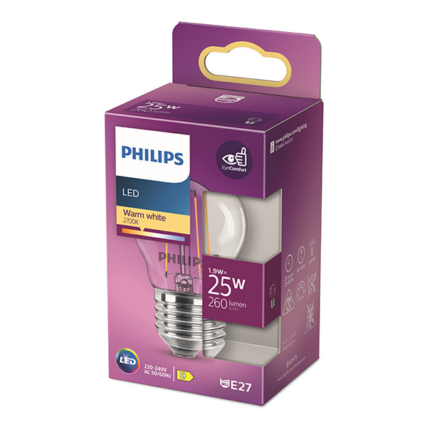 Philips LED lamp E27 | Kogel P45 | Filament | 2700K | 1.9W (25W) LPH04182 - 3