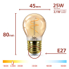 Philips LED lamp E27 | Kogel P45 | Filament | Goud | 2200K | Dimbaar | 3.1W (25W) LPH04120 - 3