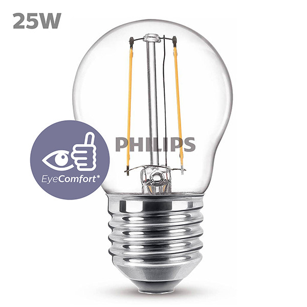 Philips LED lamp E27 | Kogel P45 | Filament | Helder | 2700K | 1.9W (25W) LPH04182 - 2