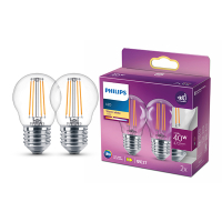 Philips LED lamp E27 | Kogel P45 | Filament | Helder | 2700K | 3.4W (40W) | 2 stuks LPH04205