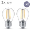 Philips LED lamp E27 | Kogel P45 | Filament | Helder | 2700K | 3.4W (40W) | 2 stuks LPH04205 - 2