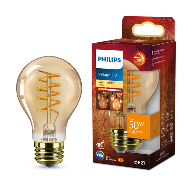 Philips LED lamp E27 | Peer A60 | Filament | 2200-2700K | WarmGlow | 7W (50W) LPH03892 - 1