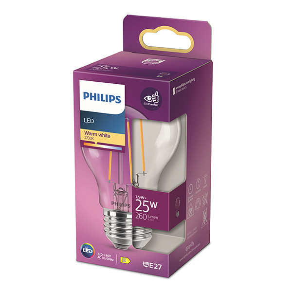 Philips LED lamp E27 | Peer A60 | Filament | 2700K | 1.9W (25W) LPH04139 - 3