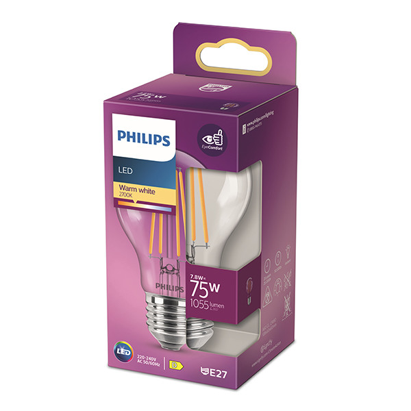 Philips LED lamp E27 | Peer A60 | Filament | 2700K | 7.8W (75W) LPH04259 - 3