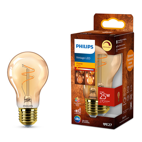 Philips LED lamp E27 | Peer A60 | Filament | Goud | 1800K | Dimbaar | 3.1W (25W) LPH04096 - 1