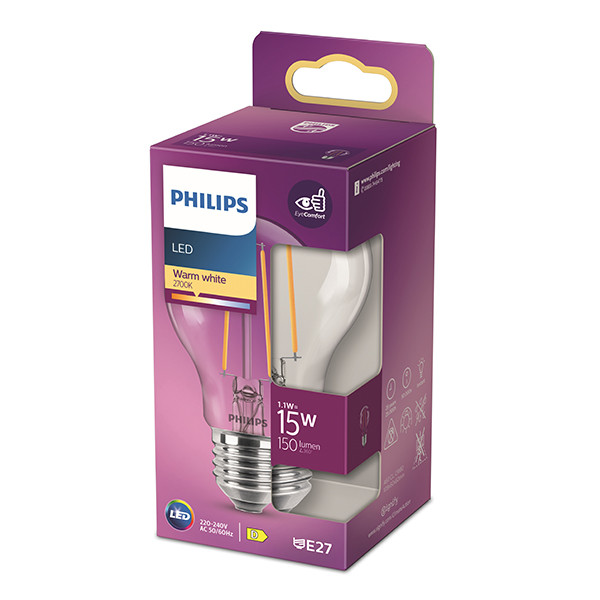 Philips LED lamp E27 | Peer A60 | Filament | Helder | 2700K | 1.1W (15W) LPH04153 - 3