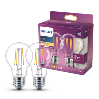 Philips LED lamp E27 | Peer A60 | Filament | Helder | 2700K | 3.4W (40W) | 2 stuks LPH04213