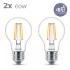 Philips LED lamp E27 | Peer A60 | Filament | Helder | 2700K | 3.4W (40W) | 2 stuks LPH04213 - 2