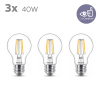 Philips LED lamp E27 | Peer A60 | Filament | Helder | 2700K | 3.4W (40W) | 3 stuks LPH04214 - 2