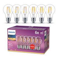 Philips LED lamp E27 | Peer A60 | Filament | Helder | 2700K | 3.4W (40W) | 6 stuks LPH04215