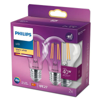 Philips LED lamp E27 | Peer A60 | Filament | Helder | 2700K | 4.3W (40W) | 2 stuks  LPH02342