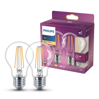 Philips LED lamp E27 | Peer A60 | Filament | Helder | 2700K | 5.9W (60W) | 2 stuks LPH04240