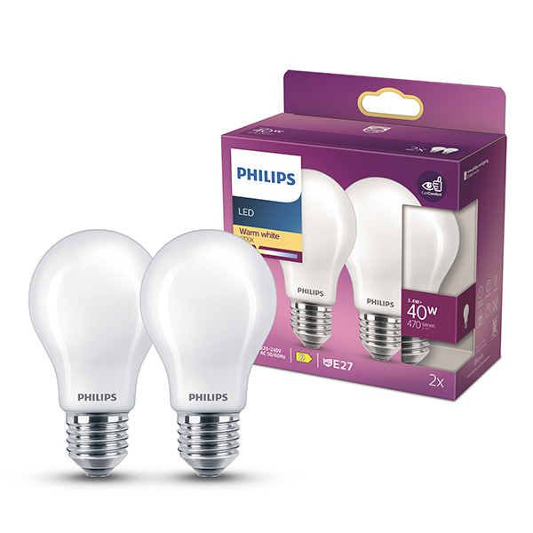 Philips LED lamp E27 | Peer A60 | Mat | 2700K | 3.4W (40W) | 2 stuks LPH04217 - 1