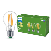 Philips LED lamp E27 | Peer A60 | Ultra Efficient | Filament | 2700K | 4W (60W) | 3 stuks  LPH03969