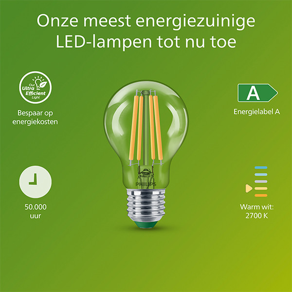 Philips LED lamp E27 | Peer A60 | Ultra Efficient | Filament | Helder | 2700K | 5.2W (75W) LPH04092 - 2