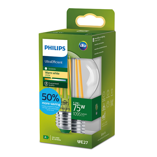 Philips LED lamp E27 | Peer A60 | Ultra Efficient | Filament | Helder | 2700K | 5.2W (75W) LPH04092 - 9