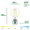 Philips LED lamp E27 | Peer A60 | Ultra Efficient | Filament | Helder | 4000K | 2.3W (40W) LPH04090 - 3