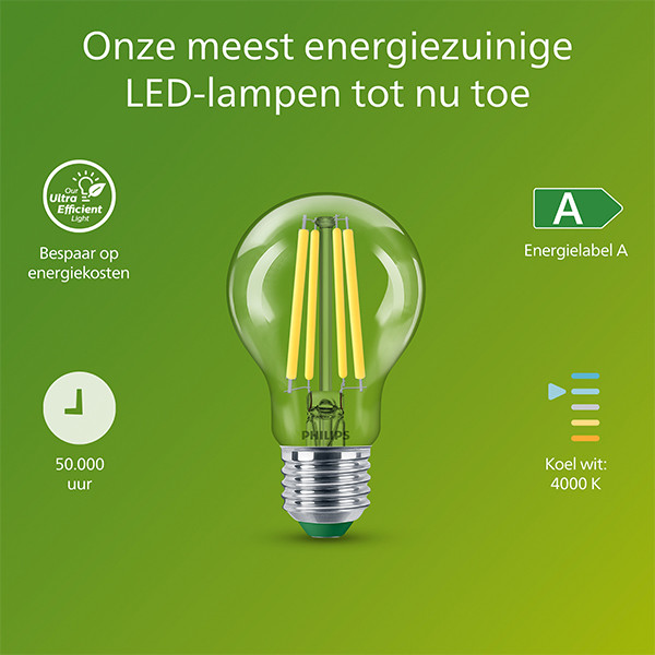 Philips LED lamp E27 | Peer A60 | Ultra Efficient | Filament | Helder | 4000K | 5.2W (75W) LPH04094 - 2