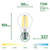 Philips LED lamp E27 | Peer A60 | Ultra Efficient | Filament | Helder | 4000K | 5.2W (75W) LPH04094 - 3