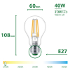 Philips LED lamp E27 | UltraEfficient | Peer A60 | Filament | 2700K | 2.3W (40W) LPH04541 - 3