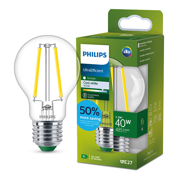 Philips LED lamp E27 | UltraEfficient | Peer A60 | Filament | 4000K | 2.3W (40W) LPH04090 - 1