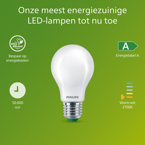 Philips LED lamp E27 | UltraEfficient | Peer A60 | Mat | 2700K | 4W (60W) | 3 stuks LPH03970 - 2