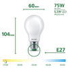 Philips LED lamp E27 | UltraEfficient | Peer A60 | Mat | 2700K | 5.2W (75W) LPH04135 - 3