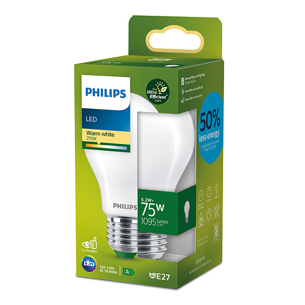 Philips LED lamp E27 | UltraEfficient | Peer A60 | Mat | 2700K | 5.2W (75W) LPH04135 - 9