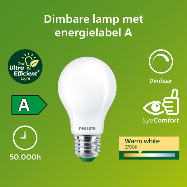 Philips LED lamp E27 | UltraEfficient | Peer A60 | Mat | 2700K | Dimbaar | 4W (60W) LPH03814 - 2