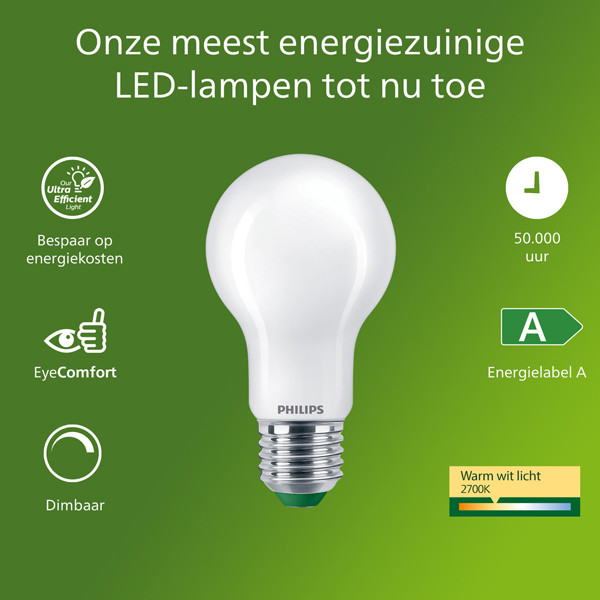 Philips LED lamp E27 | UltraEfficient | Peer A60 | Mat | 2700K | Dimbaar | 5.2W (75W) LPH04547 - 2