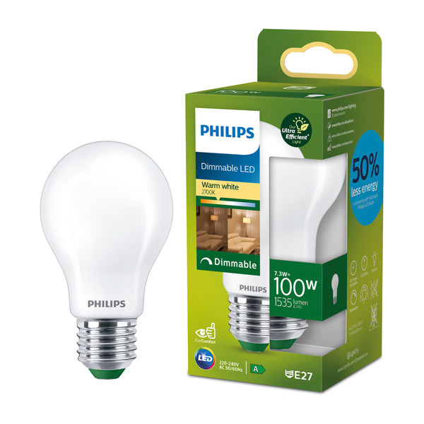 Philips LED lamp E27 | UltraEfficient | Peer A60 | Mat | 2700K | Dimbaar | 7.3W (100W) LPH03782 - 1