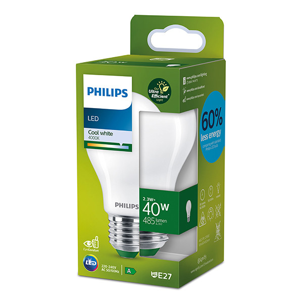 Philips LED lamp E27 | UltraEfficient | Peer A60 | Mat | 4000K | 2.3W (40W) LPH04133 - 9