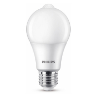 Philips LED lamp E27 met sensor | Bewegings- en dag/nachtsensor | Peer A60 | Mat | 2700K | 8W (60W) LPH02346