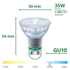 Philips LED lamp GU10 | Filament | Ultra Efficient | 4000K | 1.2W (35W) LPH04125 - 3