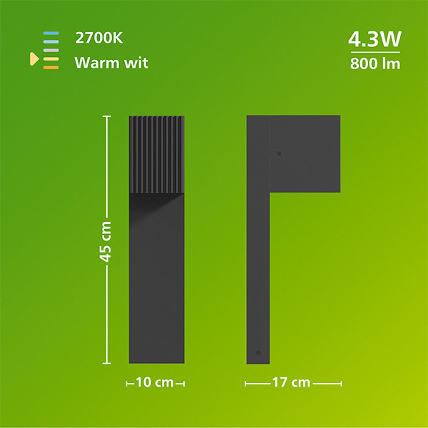 Philips Lantaarn | Ultra Efficient | Voro | 2700K | IP44 | 4.3W | Antraciet LPH05142 - 8