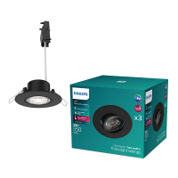 Philips Led inbouwspot | Rond | 4000K | Zwart | Ø 68 mm | IP20 | 5W | 3 stuks LPH04083