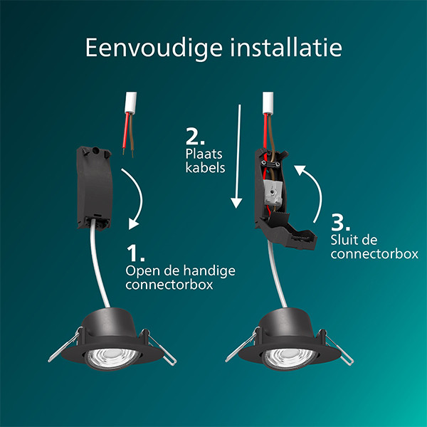 Philips Led inbouwspot | Rond | 4000K | Zwart | Ø 68 mm | IP20 | 5W | 3 stuks LPH04083 - 4